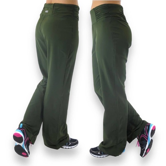 Alex + Abby NWT Olive Chive Motion Ruched Adjustable Bootcut Woven Pant Medium - Picture 2 of 11